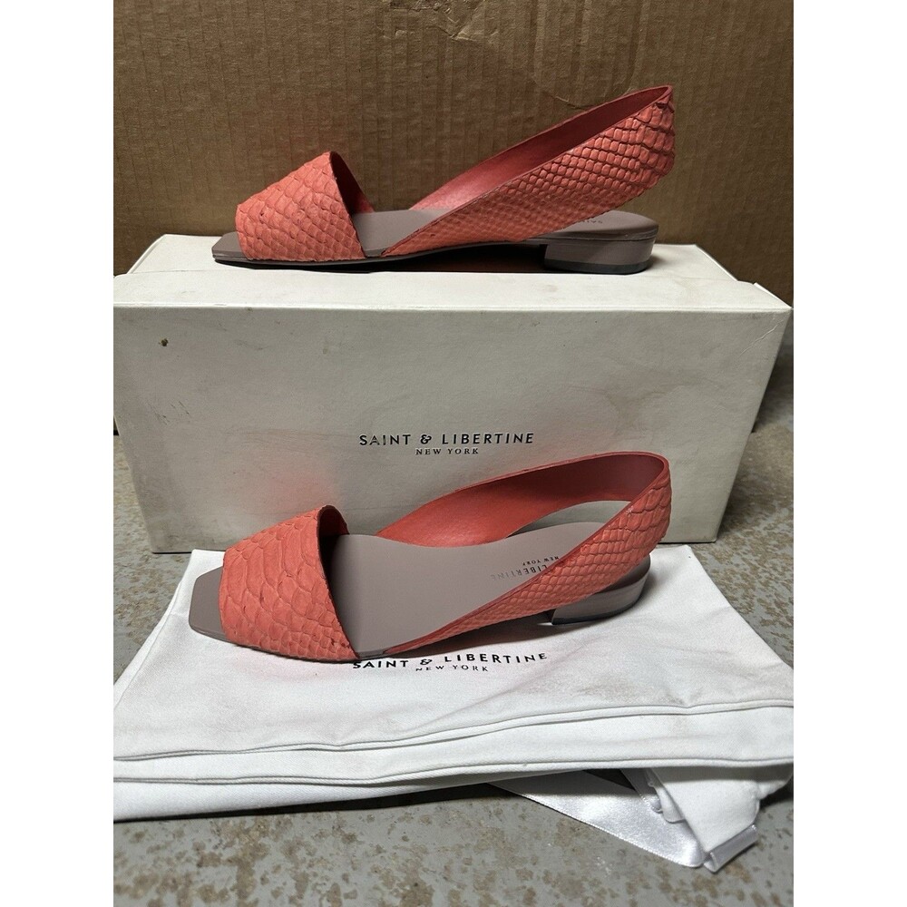 Saint & Libertine Taylor Coral Matte Snake Print Sandals 6 Revolve $225